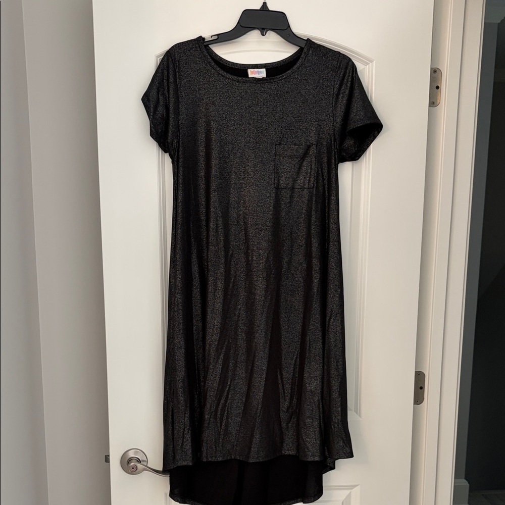 LuLaRoe Black Shimmer High-Low T-Shirt Dress